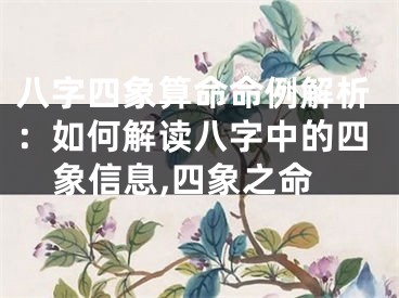 八字四象算命命例解析：如何解读八字中的四象信息,四象之命