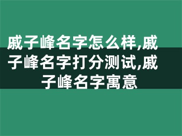 戚子峰名字怎么样,戚子峰名字打分测试,戚子峰名字寓意