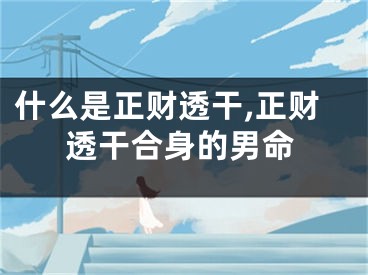 什么是正财透干,正财透干合身的男命