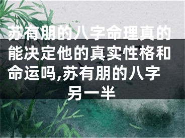 苏有朋的八字命理真的能决定他的真实性格和命运吗,苏有朋的八字另一半