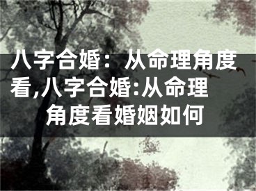 八字合婚：从命理角度看,八字合婚:从命理角度看婚姻如何