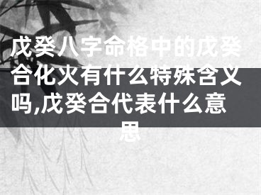 戊癸八字命格中的戊癸合化火有什么特殊含义吗,戊癸合代表什么意思