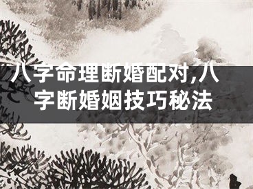 八字命理断婚配对,八字断婚姻技巧秘法