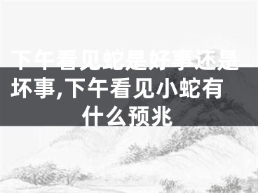 下午看见蛇是好事还是坏事,下午看见小蛇有什么预兆