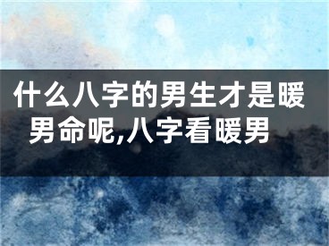 什么八字的男生才是暖男命呢,八字看暖男