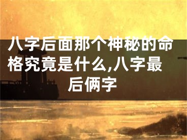 八字后面那个神秘的命格究竟是什么,八字最后俩字