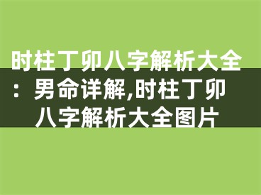 时柱丁卯八字解析大全：男命详解,时柱丁卯八字解析大全图片