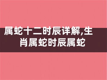 属蛇十二时辰详解,生肖属蛇时辰属蛇