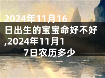 2024年11月16日出生的宝宝命好不好,2024年11月17日农历多少