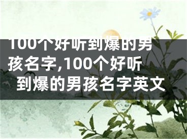 100个好听到爆的男孩名字,100个好听到爆的男孩名字英文