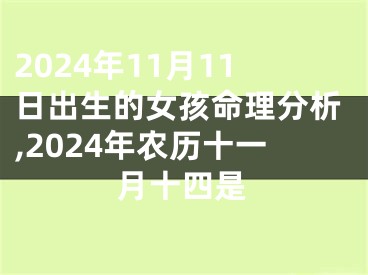 2024年11月11日出生的女孩命理分析,2024年农历十一月十四是
