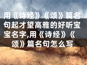 用《诗经》《颂》篇名句起才望高雅的好听宝宝名字,用《诗经》《颂》篇名句怎么写
