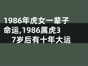 1986年虎女一辈子命运,1986属虎37岁后有十年大运
