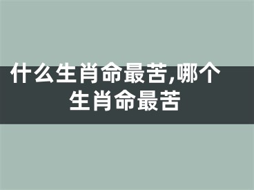 什么生肖命最苦,哪个生肖命最苦