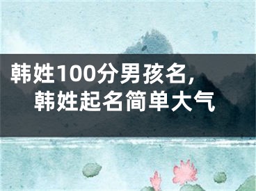 韩姓100分男孩名,韩姓起名简单大气