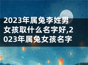 2023年属兔李姓男女孩取什么名字好,2023年属兔女孩名字