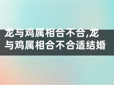 龙与鸡属相合不合,龙与鸡属相合不合适结婚