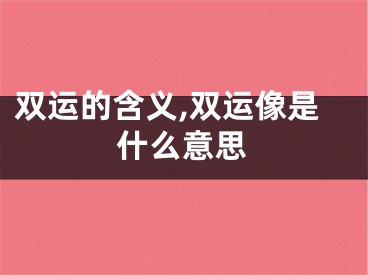 双运的含义,双运像是什么意思
