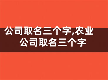 公司取名三个字,农业公司取名三个字