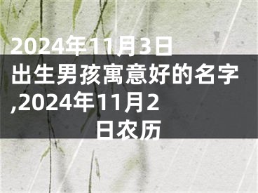 2024年11月3日出生男孩寓意好的名字,2024年11月2日农历