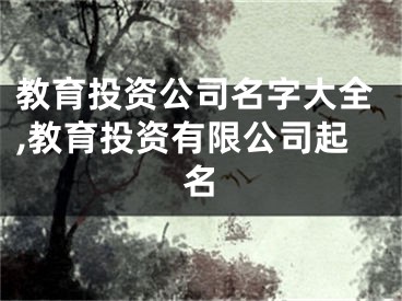 教育投资公司名字大全,教育投资有限公司起名
