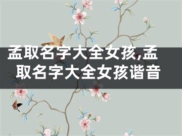 孟取名字大全女孩,孟取名字大全女孩谐音