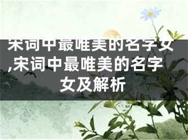 宋词中最唯美的名字女,宋词中最唯美的名字女及解析