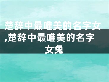 楚辞中最唯美的名字女,楚辞中最唯美的名字女兔