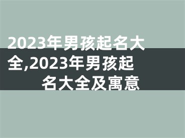 2023年男孩起名大全,2023年男孩起名大全及寓意