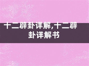 十二辟卦详解,十二辟卦详解书