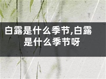白露是什么季节,白露是什么季节呀