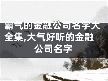 霸气的金融公司名字大全集,大气好听的金融公司名字