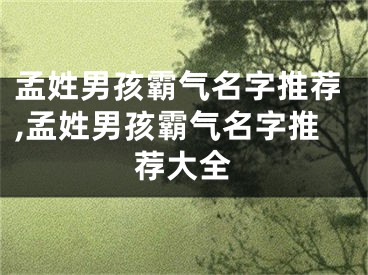 孟姓男孩霸气名字推荐,孟姓男孩霸气名字推荐大全