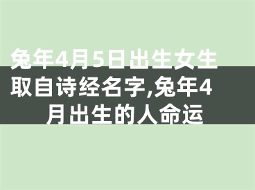 兔年4月5日出生女生取自诗经名字,兔年4月出生的人命运