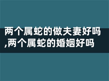 两个属蛇的做夫妻好吗,两个属蛇的婚姻好吗