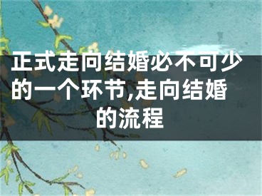 正式走向结婚必不可少的一个环节,走向结婚的流程