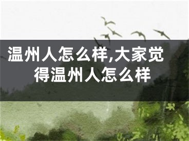 温州人怎么样,大家觉得温州人怎么样