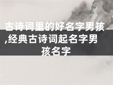 古诗词里的好名字男孩,经典古诗词起名字男孩名字