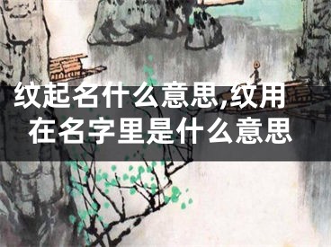纹起名什么意思,纹用在名字里是什么意思