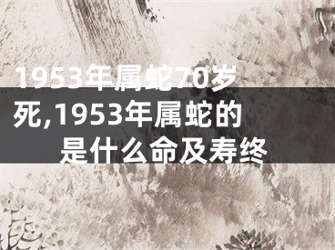 1953年属蛇70岁死,1953年属蛇的是什么命及寿终