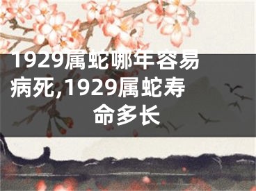 1929属蛇哪年容易病死,1929属蛇寿命多长