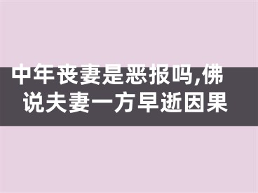 中年丧妻是恶报吗,佛说夫妻一方早逝因果