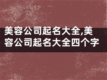 美容公司起名大全,美容公司起名大全四个字