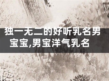 独一无二的好听乳名男宝宝,男宝洋气乳名