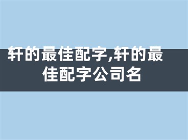 轩的最佳配字,轩的最佳配字公司名