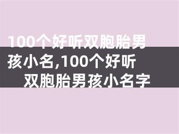 100个好听双胞胎男孩小名,100个好听双胞胎男孩小名字