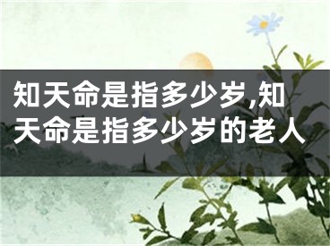 知天命是指多少岁,知天命是指多少岁的老人