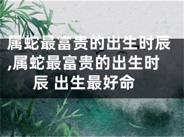 属蛇最富贵的出生时辰,属蛇最富贵的出生时辰 出生最好命