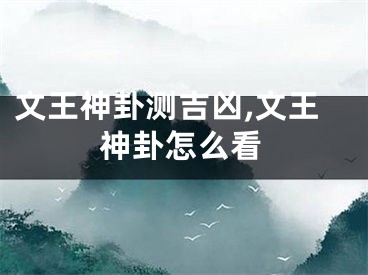 文王神卦测吉凶,文王神卦怎么看