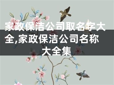 家政保洁公司取名字大全,家政保洁公司名称大全集